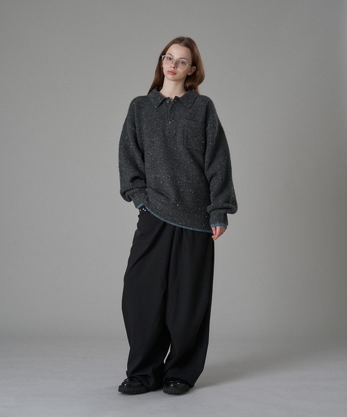 ONCILY(オンシェリー)の「COLOR NEP LAYERED KNIT POLO / カラーネップレイヤードニットポロ(ニット/セーター・メンズ・ブラウン/ボルドー/チャコールグレー・SMALL/MEDIUM/LARGE)」の22枚目の写真