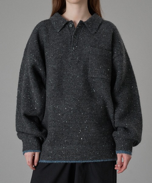 ONCILY(オンシェリー)の「COLOR NEP LAYERED KNIT POLO / カラーネップレイヤードニットポロ(ニット/セーター・メンズ・ブラウン/ボルドー/チャコールグレー・SMALL/MEDIUM/LARGE)」の17枚目の写真