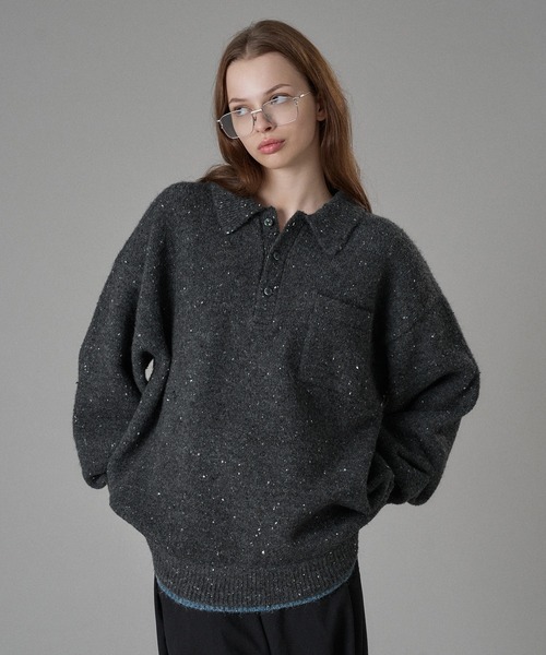 ONCILY(オンシェリー)の「COLOR NEP LAYERED KNIT POLO / カラーネップレイヤードニットポロ(ニット/セーター・メンズ・ブラウン/ボルドー/チャコールグレー・SMALL/MEDIUM/LARGE)」の14枚目の写真