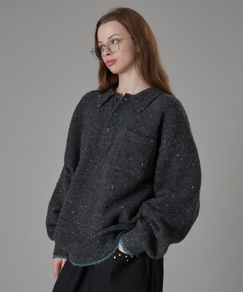 ONCILY(オンシェリー)の「COLOR NEP LAYERED KNIT POLO / カラーネップレイヤードニットポロ(ニット/セーター・メンズ・ブラウン/ボルドー/チャコールグレー・SMALL/MEDIUM/LARGE)」の15枚目の写真
