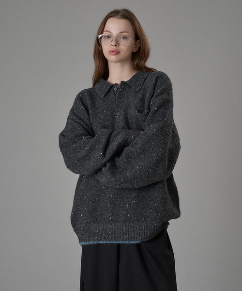 ONCILY(オンシェリー)の「COLOR NEP LAYERED KNIT POLO / カラーネップレイヤードニットポロ(ニット/セーター・メンズ・ブラウン/ボルドー/チャコールグレー・SMALL/MEDIUM/LARGE)」の16枚目の写真