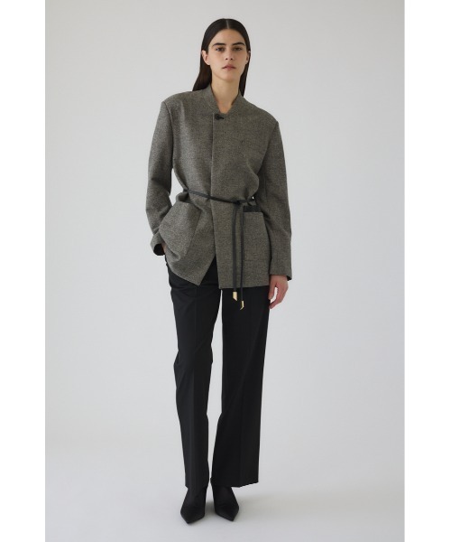 未使用級✨ RIM.ARK リムアーク リネンライク ノーカラージャケット 38 RIM.ARK（リムアーク）の「Metal belt box jacket メタルベルト