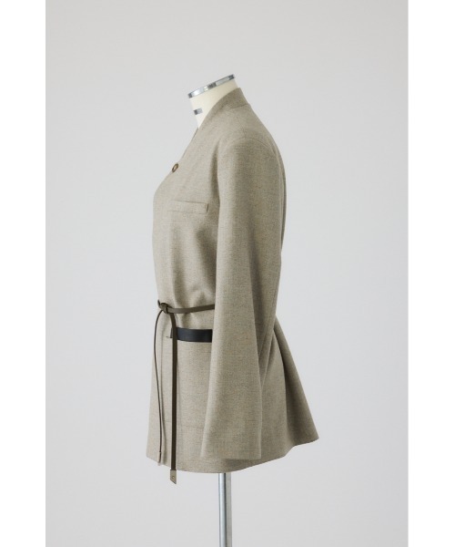 RIM.ARK（リムアーク）の「Metal belt box jacket メタルベルトボックスジャケット（ノーカラージャケット・レディース・グレー/ライトブラウン/ライトベージュ・FREE）」の11枚目の写真