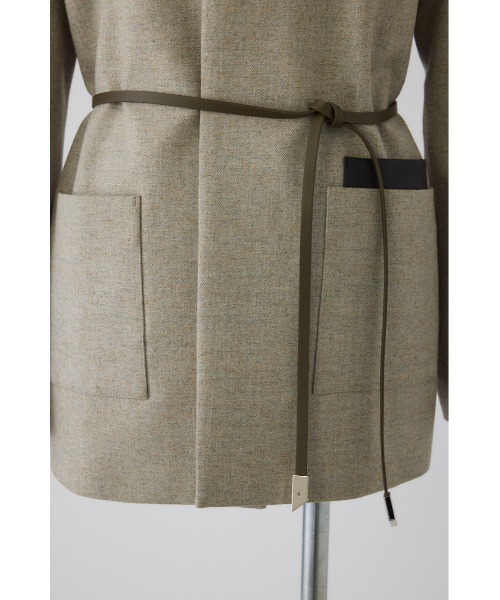 RIM.ARK（リムアーク）の「Metal belt box jacket メタルベルトボックスジャケット（ノーカラージャケット・レディース・グレー/ライトブラウン/ライトベージュ・FREE）」の15枚目の写真