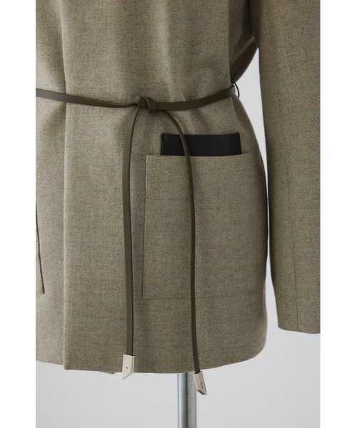 RIM.ARK（リムアーク）の「Metal belt box jacket メタルベルトボックスジャケット（ノーカラージャケット・レディース・グレー/ライトブラウン/ライトベージュ・FREE）」の9枚目の写真