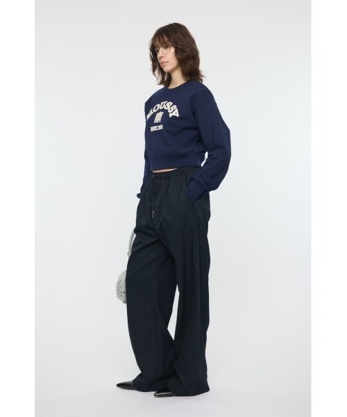 MOUSSY(マウジー)の「MOUSSY F/LEATHER PATCH プルオーバー(スウェット・レディース・ネイビー/ピンク/オフホワイト/杢グレー・FREE)」の6枚目の写真