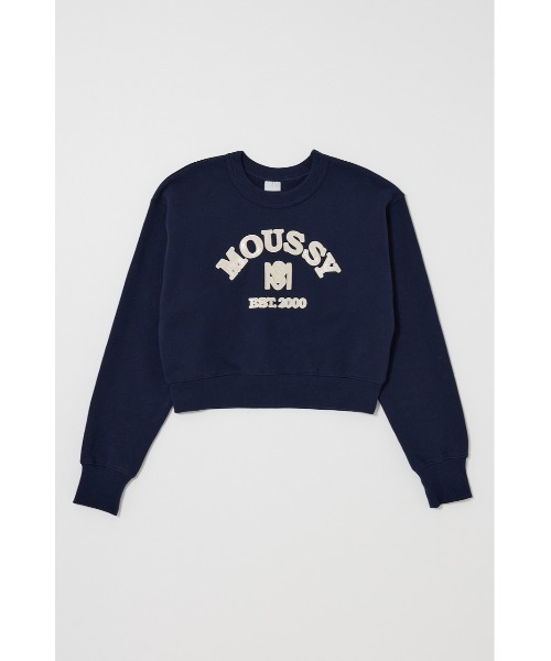 MOUSSY(マウジー)の「MOUSSY F/LEATHER PATCH プルオーバー(スウェット・レディース・ネイビー/ピンク/オフホワイト/杢グレー・FREE)」の10枚目の写真