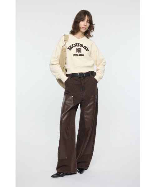 MOUSSY(マウジー)の「MOUSSY F/LEATHER PATCH プルオーバー(スウェット・レディース・ネイビー/ピンク/オフホワイト/杢グレー・FREE)」の13枚目の写真
