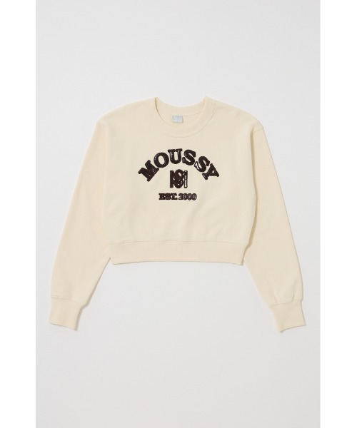 MOUSSY(マウジー)の「MOUSSY F/LEATHER PATCH プルオーバー(スウェット・レディース・ネイビー/ピンク/オフホワイト/杢グレー・FREE)」の16枚目の写真