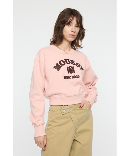 MOUSSY(マウジー)の「MOUSSY F/LEATHER PATCH プルオーバー(スウェット・レディース・ネイビー/ピンク/オフホワイト/杢グレー・FREE)」の17枚目の写真