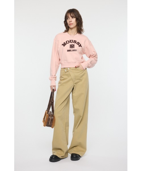 MOUSSY(マウジー)の「MOUSSY F/LEATHER PATCH プルオーバー(スウェット・レディース・ネイビー/ピンク/オフホワイト/杢グレー・FREE)」の18枚目の写真