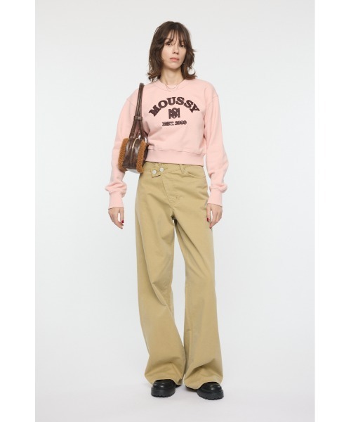 MOUSSY(マウジー)の「MOUSSY F/LEATHER PATCH プルオーバー(スウェット・レディース・ネイビー/ピンク/オフホワイト/杢グレー・FREE)」の19枚目の写真