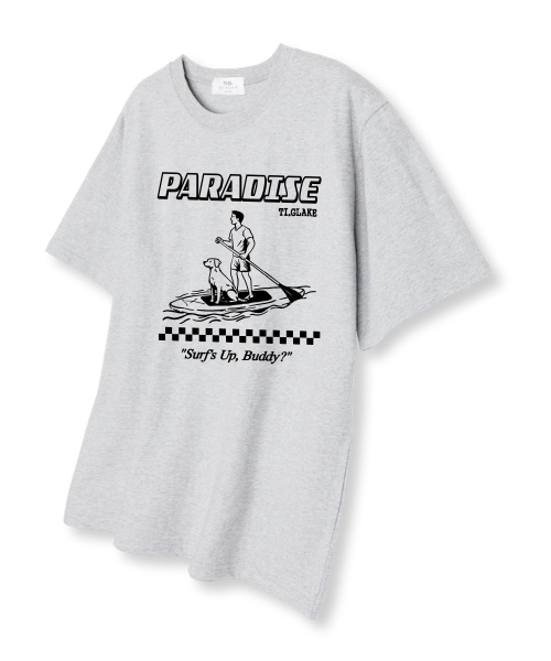TI.GLAKE(ティーグレイク)の「サーフアップバービー オーバーサイズ 半袖Tシャツ ライトグレー(Tシャツ/カットソー・レディース・その他・LARGE/X-LARGE/XX-LARGE)」の1枚目の写真