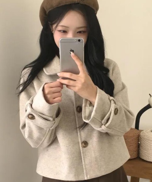 semplice（センプリチェ）の「ショートコート【韓国ファッション】（その他アウター・レディース・ブラウン/ベージュ・F）」の10枚目の写真