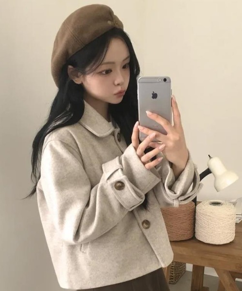 semplice（センプリチェ）の「ショートコート【韓国ファッション】（その他アウター・レディース・ブラウン/ベージュ・F）」の12枚目の写真