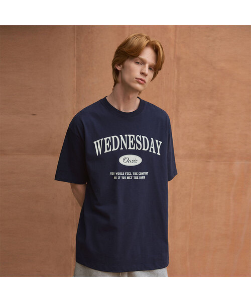 WEDNESDAY OASIS(ウェンズデーオアシス)の「シグネチャーオーバーサイズ半袖Tシャツ(6色)(Tシャツ/カットソー・レディース・ブルー/グリーン/ネイビー/グレー/ブラック/アイボリー・LARGE/MEDIUM)」の5枚目の写真