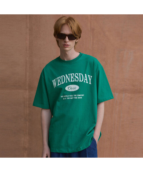 WEDNESDAY OASIS(ウェンズデーオアシス)の「シグネチャーオーバーサイズ半袖Tシャツ(6色)(Tシャツ/カットソー・レディース・ブルー/グリーン/ネイビー/グレー/ブラック/アイボリー・LARGE/MEDIUM)」の4枚目の写真