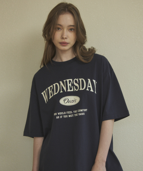 WEDNESDAY OASIS(ウェンズデーオアシス)の「シグネチャーオーバーサイズ半袖Tシャツ(6色)(Tシャツ/カットソー・レディース・ブルー/グリーン/ネイビー/グレー/ブラック/アイボリー・LARGE/MEDIUM)」の14枚目の写真