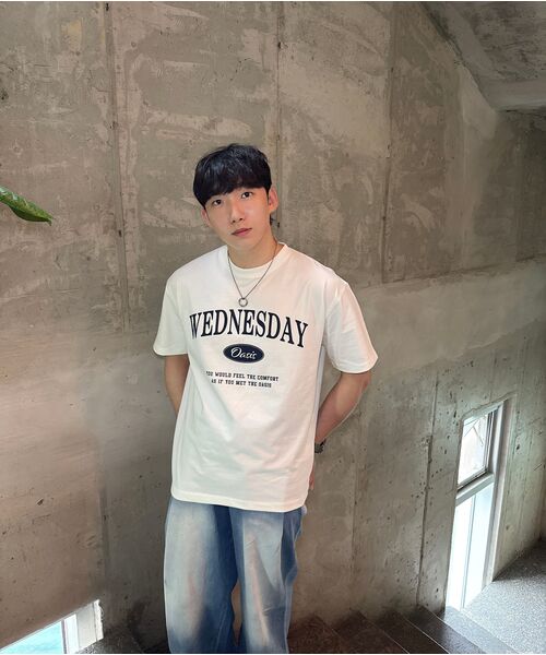WEDNESDAY OASIS(ウェンズデーオアシス)の「シグネチャーオーバーサイズ半袖Tシャツ(6色)(Tシャツ/カットソー・レディース・ブルー/グリーン/ネイビー/グレー/ブラック/アイボリー・LARGE/MEDIUM)」の22枚目の写真
