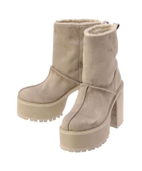 smile_happyフェイクムートンplatformショートブーツ フェイクムートンplatformショートブーツ（ブーツ）｜GYDA（ジェイダ