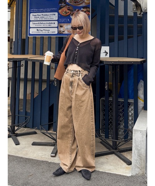 Ungrid（アングリッド）の「ブリーチルーズデニム（デニムパンツ・レディース・ブラウン/ブルー・24inch/25inch/26inch）」の2枚目の写真