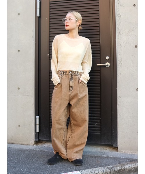 Ungrid(アングリッド)の「ブリーチルーズデニム(デニムパンツ・レディース・ブラウン/ブルー・24inch/25inch/26inch)」の9枚目の写真