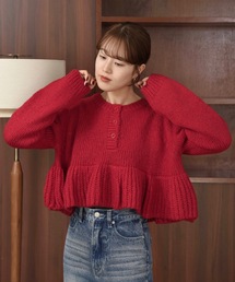 I_am | henry neck peplum hem knit / ヘンリーネックペプラムヘムニット(ニット/セーター)
