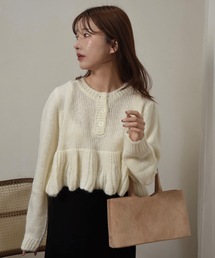 I_am | henry neck peplum hem knit / ヘンリーネックペプラムヘムニット(ニット/セーター)