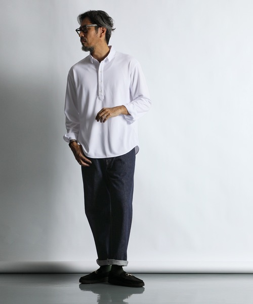 The DUFFER of ST.GEORGE(ザダファーオブセントジョージ)の「【WEB限定アイテム】SMALL COLLAR KANOKO SHIRT:吸水速乾 綺麗め カノコシャツ(シャツ/ブラウス・メンズ・ブラック/ホワイト/ネイビー・SMALL/MEDIUM/LARGE/X-LARGE)」の4枚目の写真