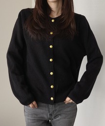 PIN（ピン）の「ゴールドボタン クルーネックニットカーディガン（カーディガン/ボレロ）」