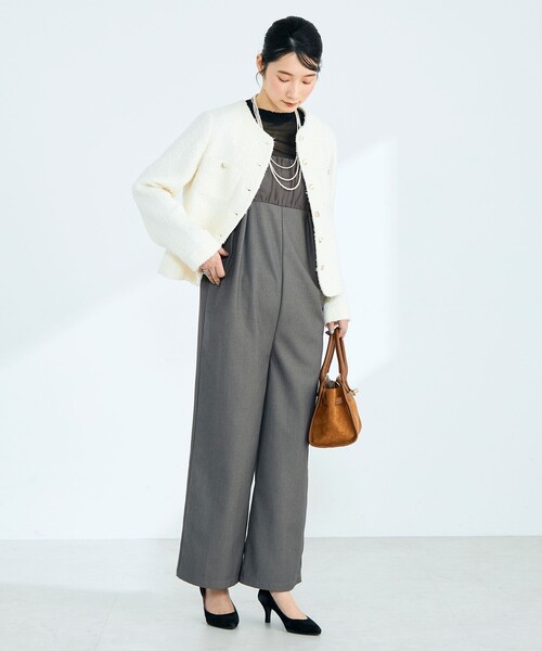 fredy emue(フレディエミュ)の「チュール切替オールインワン(つなぎ/オールインワン・レディース・ブラック/グレー・38/36)」の4枚目の写真