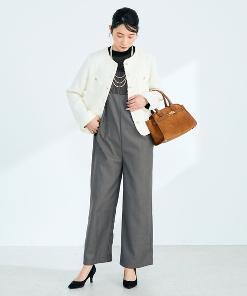 fredy emue(フレディエミュ)の「チュール切替オールインワン(つなぎ/オールインワン・レディース・ブラック/グレー・38/36)」の7枚目の写真