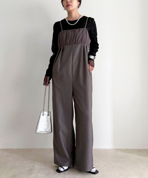 fredy emue(フレディエミュ)の「チュール切替オールインワン(つなぎ/オールインワン・レディース・ブラック/グレー・38/36)」の10枚目の写真