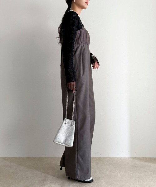 fredy emue(フレディエミュ)の「チュール切替オールインワン(つなぎ/オールインワン・レディース・ブラック/グレー・38/36)」の12枚目の写真