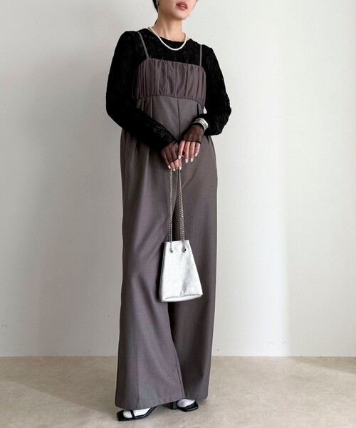 fredy emue(フレディエミュ)の「チュール切替オールインワン(つなぎ/オールインワン・レディース・ブラック/グレー・38/36)」の13枚目の写真