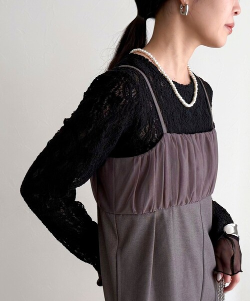 fredy emue(フレディエミュ)の「チュール切替オールインワン(つなぎ/オールインワン・レディース・ブラック/グレー・38/36)」の14枚目の写真