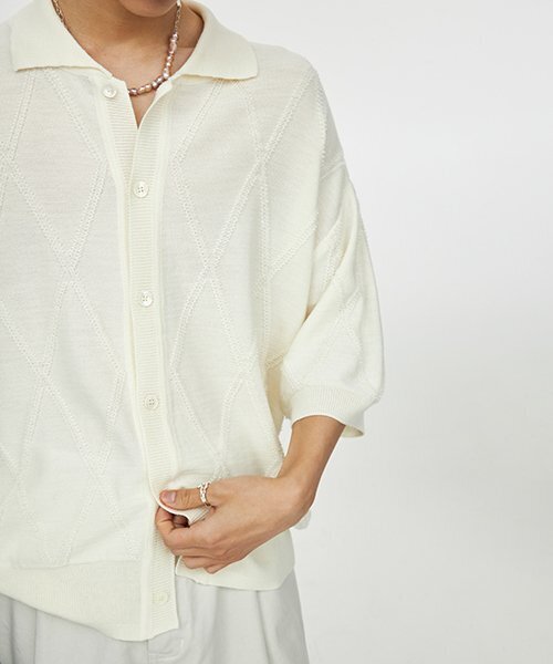 YOUTH(ユース)の「Fringe Knit Collar H/S Cardigan(カーディガン/ボレロ・メンズ・その他・LARGE)」の2枚目の写真