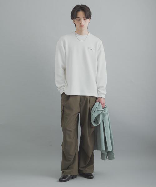 SENSE OF PLACE by URBAN RESEARCH（センスオブプレイスバイアーバンリサーチ）の「『一部WEB限定カラー』『ユニセックス』シシュウダンボールポンチロングスリーブTシャツ（Tシャツ/カットソー・メンズ・オリーブ/ライトブルー/ライトベージュ/ブラック/ホワイト/ダークブラウン・MEDIUM/LARGE）」の8枚目の写真