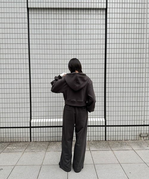 Perushu(ペルーシュ)の「5 way big hood double zip sweat hoodie/5WAY ビッグフード ダブルジップ スウェットフーディー(パーカー・レディース・オートミール/チャコールグレー/ブラウン・SMALL/MEDIUM)」の15枚目の写真