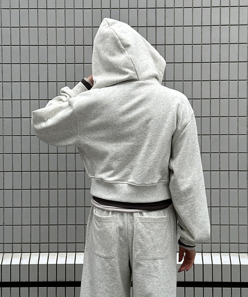 Perushu(ペルーシュ)の「5 way big hood double zip sweat hoodie/5WAY ビッグフード ダブルジップ スウェットフーディー(パーカー・レディース・オートミール/チャコールグレー/ブラウン・SMALL/MEDIUM)」の22枚目の写真