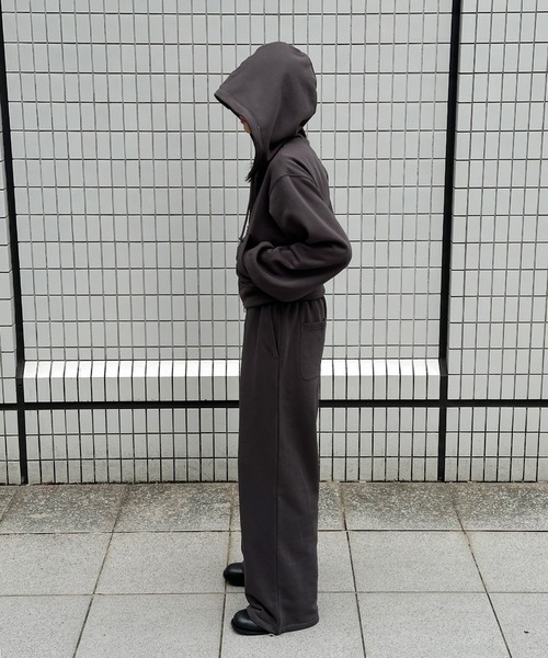 Perushu(ペルーシュ)の「5 way big hood double zip sweat hoodie/5WAY ビッグフード ダブルジップ スウェットフーディー(パーカー・レディース・オートミール/チャコールグレー/ブラウン・SMALL/MEDIUM)」の14枚目の写真