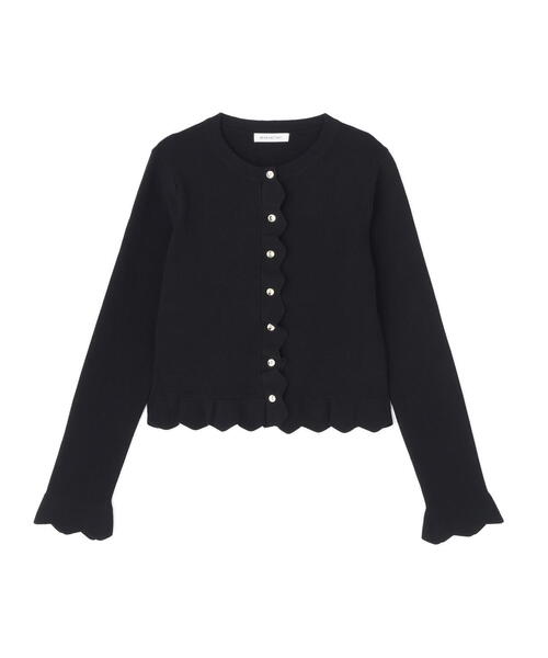 NATURAL BEAUTY BASIC（ナチュラルビューティーベーシック）の「◇メタルボタンフリルカーディガン（カーディガン/ボレロ・レディース・ライトグリーン/ブラック/グレー/オフホワイト・FREE）」の5枚目の写真