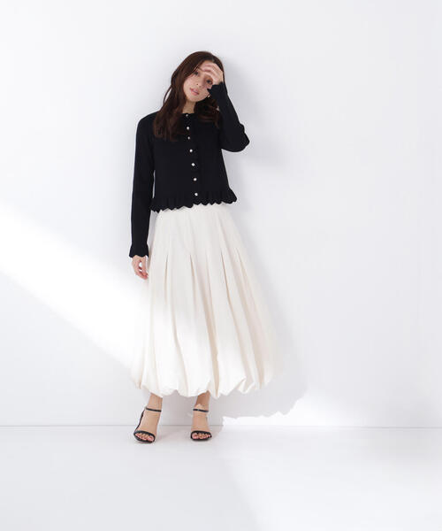 NATURAL BEAUTY BASIC（ナチュラルビューティーベーシック）の「◇メタルボタンフリルカーディガン（カーディガン/ボレロ・レディース・ライトグリーン/ブラック/グレー/オフホワイト・FREE）」の8枚目の写真