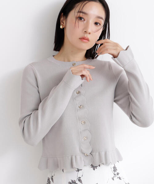 NATURAL BEAUTY BASIC（ナチュラルビューティーベーシック）の「◇メタルボタンフリルカーディガン（カーディガン/ボレロ・レディース・ライトグリーン/ブラック/グレー/オフホワイト・FREE）」の17枚目の写真