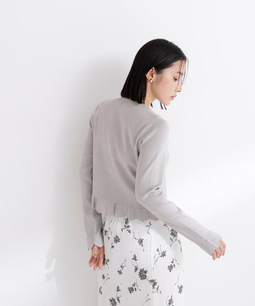 NATURAL BEAUTY BASIC（ナチュラルビューティーベーシック）の「◇メタルボタンフリルカーディガン（カーディガン/ボレロ・レディース・ライトグリーン/ブラック/グレー/オフホワイト・FREE）」の19枚目の写真