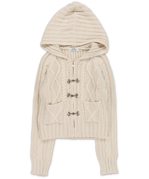 SPINNS（スピンズ）の「古着ライクなベルトボタンが映える★フード付きWジップニットカーディガン（カーディガン/ボレロ・レディース・アイボリー/ネイビー/グレー・ONESIZE）」の8枚目の写真