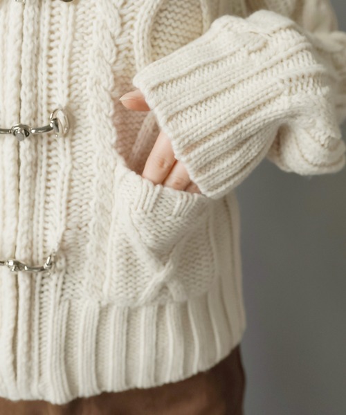 SPINNS（スピンズ）の「古着ライクなベルトボタンが映える★フード付きWジップニットカーディガン（カーディガン/ボレロ・レディース・アイボリー/ネイビー/グレー・ONESIZE）」の21枚目の写真