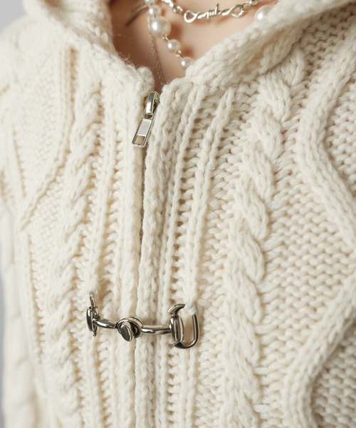 SPINNS（スピンズ）の「古着ライクなベルトボタンが映える★フード付きWジップニットカーディガン（カーディガン/ボレロ・レディース・アイボリー/ネイビー/グレー・ONESIZE）」の20枚目の写真