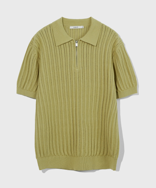 KIIMUIR（キミュア）の「ハーフジップ半袖ニット_オリーブカーキ（ポロシャツ・レディース・その他・MEDIUM/LARGE/X-LARGE）」の2枚目の写真