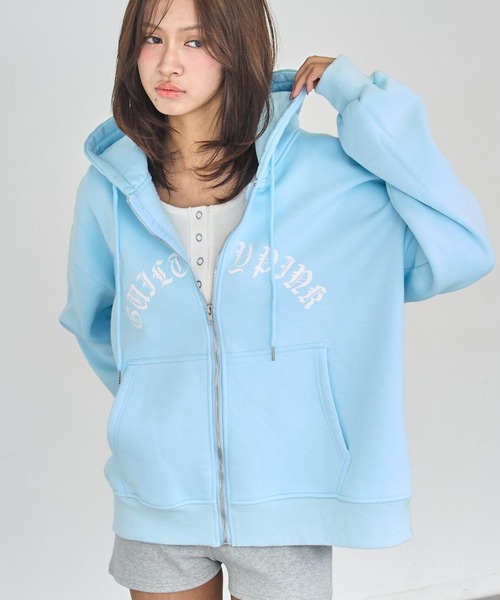 ANAP（アナップ）の「裏起毛 ウォシュ加工 オーバーサイズ ジップパーカー（パーカー・レディース・カーキ/クリア/ダークアッシュ・F）」の12枚目の写真